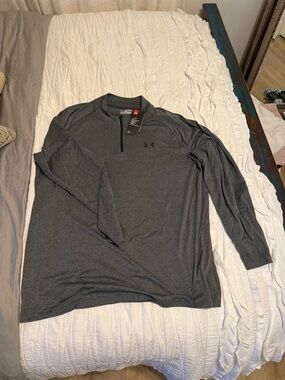 🌞 NWT Under Armour Men's Long-Sleeve Quarter-Zip Shirt - Charcoal